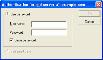 Screen capture showing the SGD Application Authentication dialog