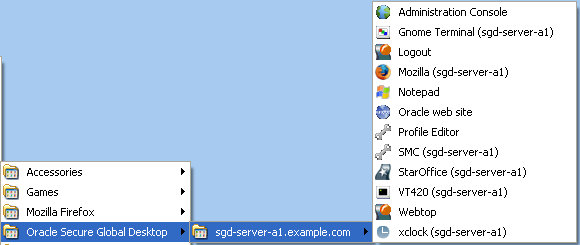 Screen capture showing Integrated mode application links in the desktop Start or Launch Menu.